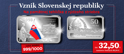 Vznik SR 1993 na tehličke z rýdzeho striebra