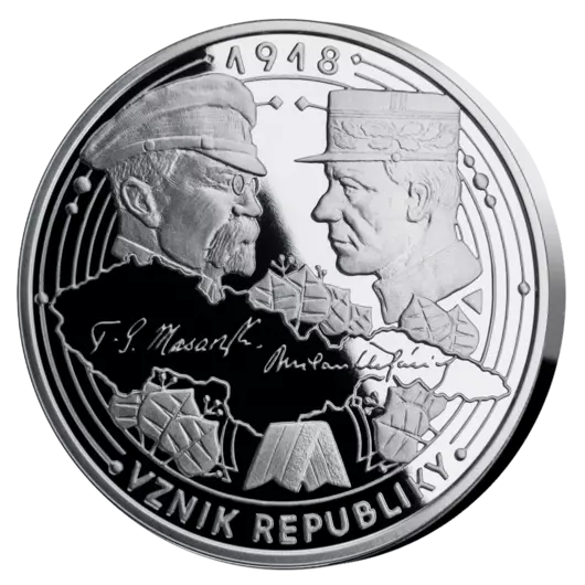 Vznik republiky 1918 – oficiálna razba z rýdzeho striebra