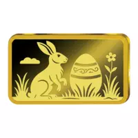 Veľkonočný zajko pre šťastie, pamätná minca v podobe tehličky z rýdzeho zlata