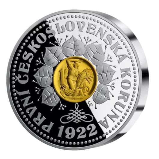 Prvá československá koruna - exkluzívna strieborná razba s vysokým reliéfom, 3 oz