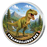 Tyrannosaurus - pamätná minca zušľachtená rýdzim striebrom+kolorované